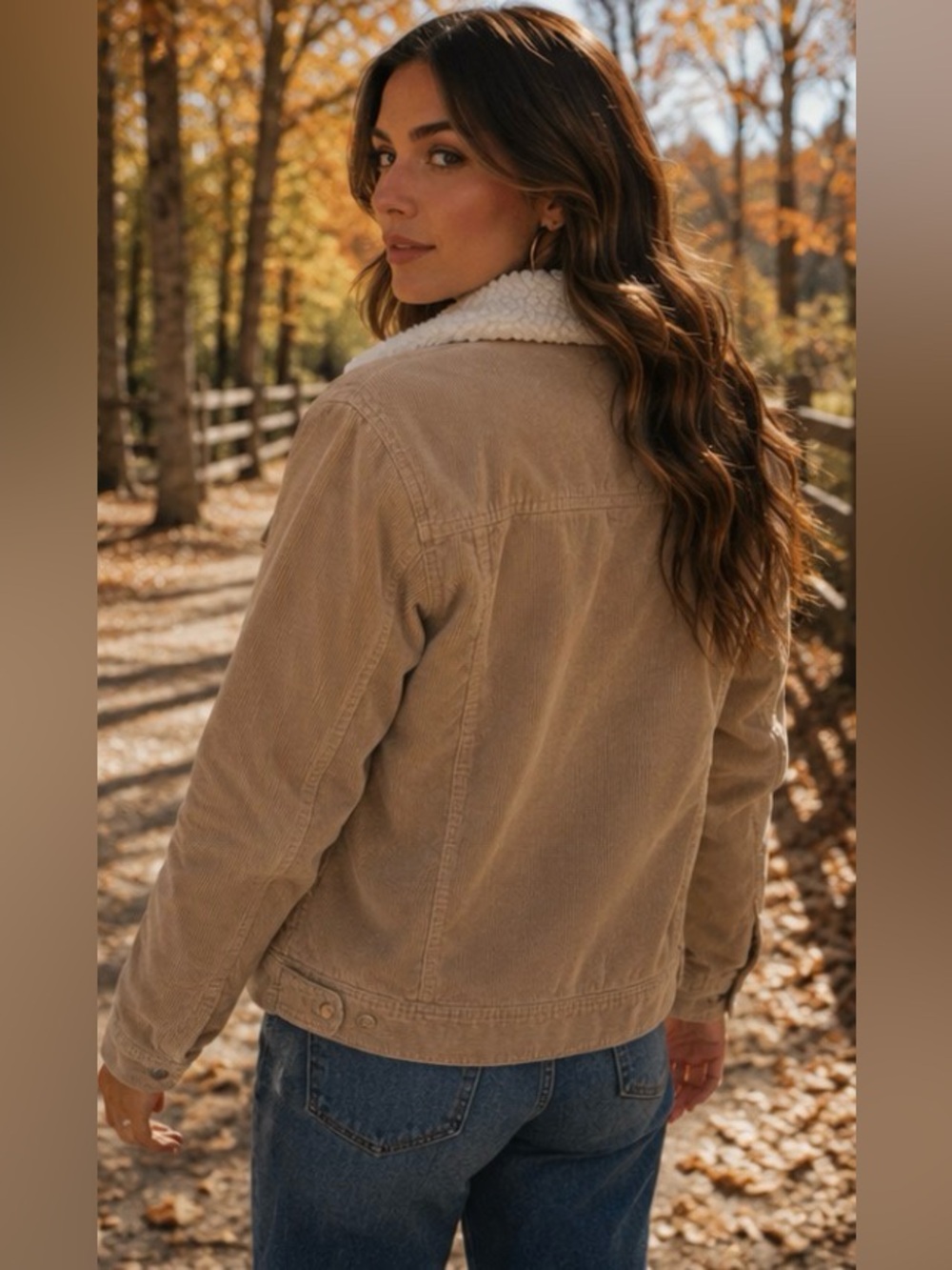Vans Cozy Cabin core Fall Aesthetic Sherpa-Lined Corduroy Trucker Jacket - Picture 2 of 11